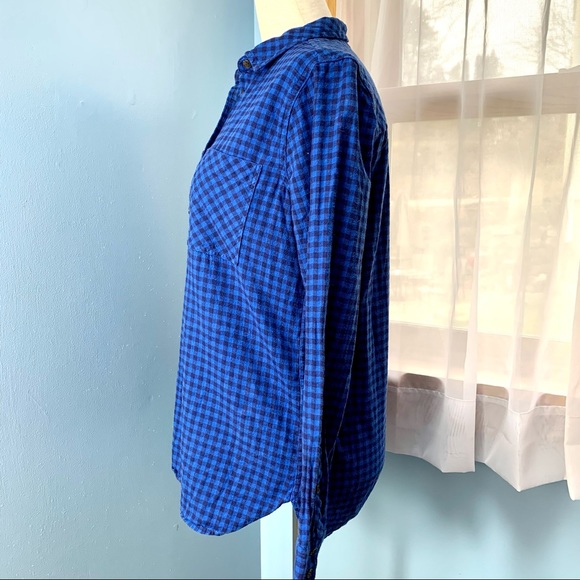 J. Crew Blue Flannel Mini Buffalo Check Button Down - Picture 4 of 8